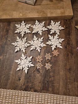 Rustic/ Farmhouse Wooden Snowflake Ornaments 