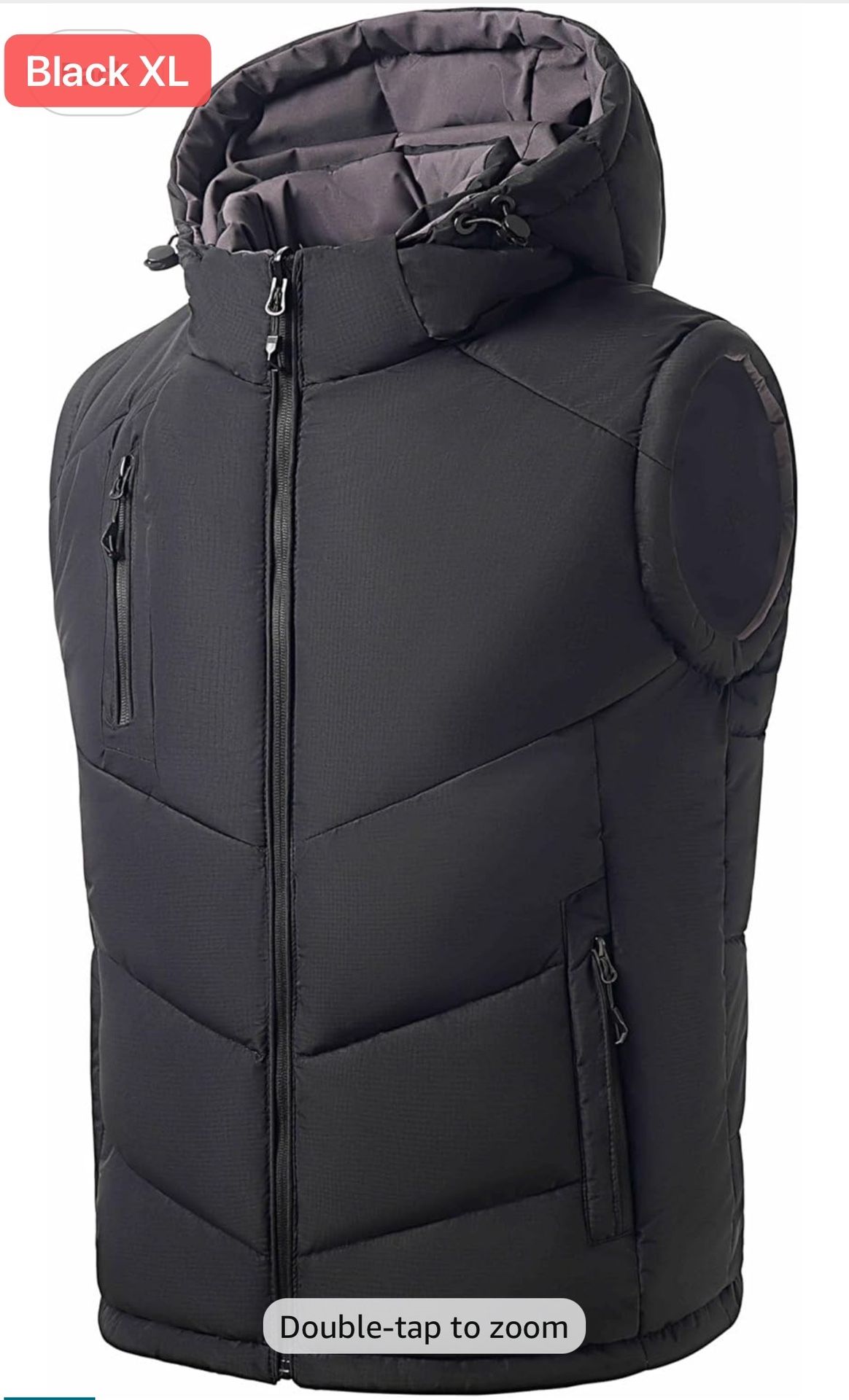 Men's winter down jacket, quilted hooded down jacket, cold weather warm outerwear