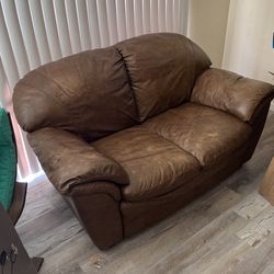 Brown Leather Couch 