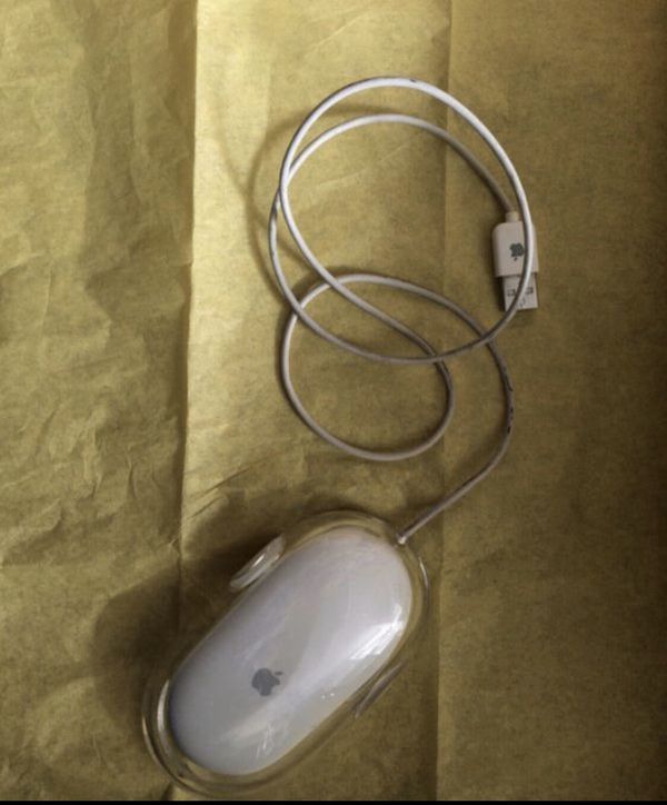 Apple mouse with USB cord, $24