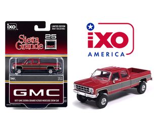 IXO Model 1:64 1977 GMC Sierra Grande K2500 Crew Cab – Dark Red Lifted Diecast Model