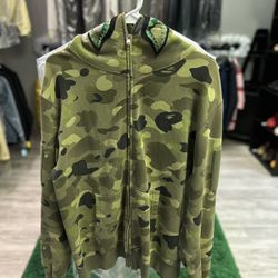 Bape Full Zip Hoodie Green Removable Patches 