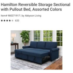 Sectional Couch with Pull Out To Bed & Storage