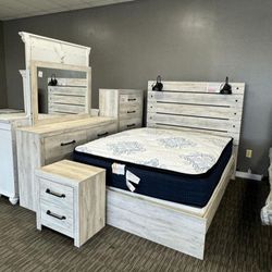 CAMBECK WHITEWASH PANEL BEDROOM SET