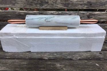New In Box Modern Classic Marble Handled Rolling Pin.