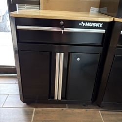 BRAND NEW WITH KEYS Husky Ready-to-Assemble 24-Gauge Steel 1-Drawer 2-Door Garage Base Cabinet in Black (28 in. W x 32.8 in. H x 18.3 in. 