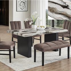 Brand New Luxurious Elegant Marble Vega Dining Set 