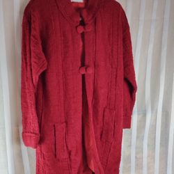 Women's Red Sweater Coat Size Medium 