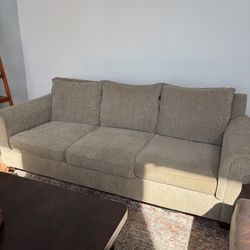 Sofa + 2 Matching Armchairs – Comfortable Neutral Living Room Set