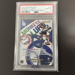 One Piece Monkey D. Luffy Dodgers X One Piece Night Card PSA 10