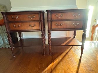$1,900 - Pair of Ethan Allen Melville Flame Mahogany Nightstands