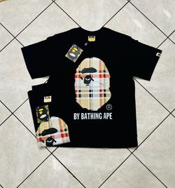 Brand new a bathing ape bape plaid (Burberry) graphic tshirt sizes: S M L includes tags and bag