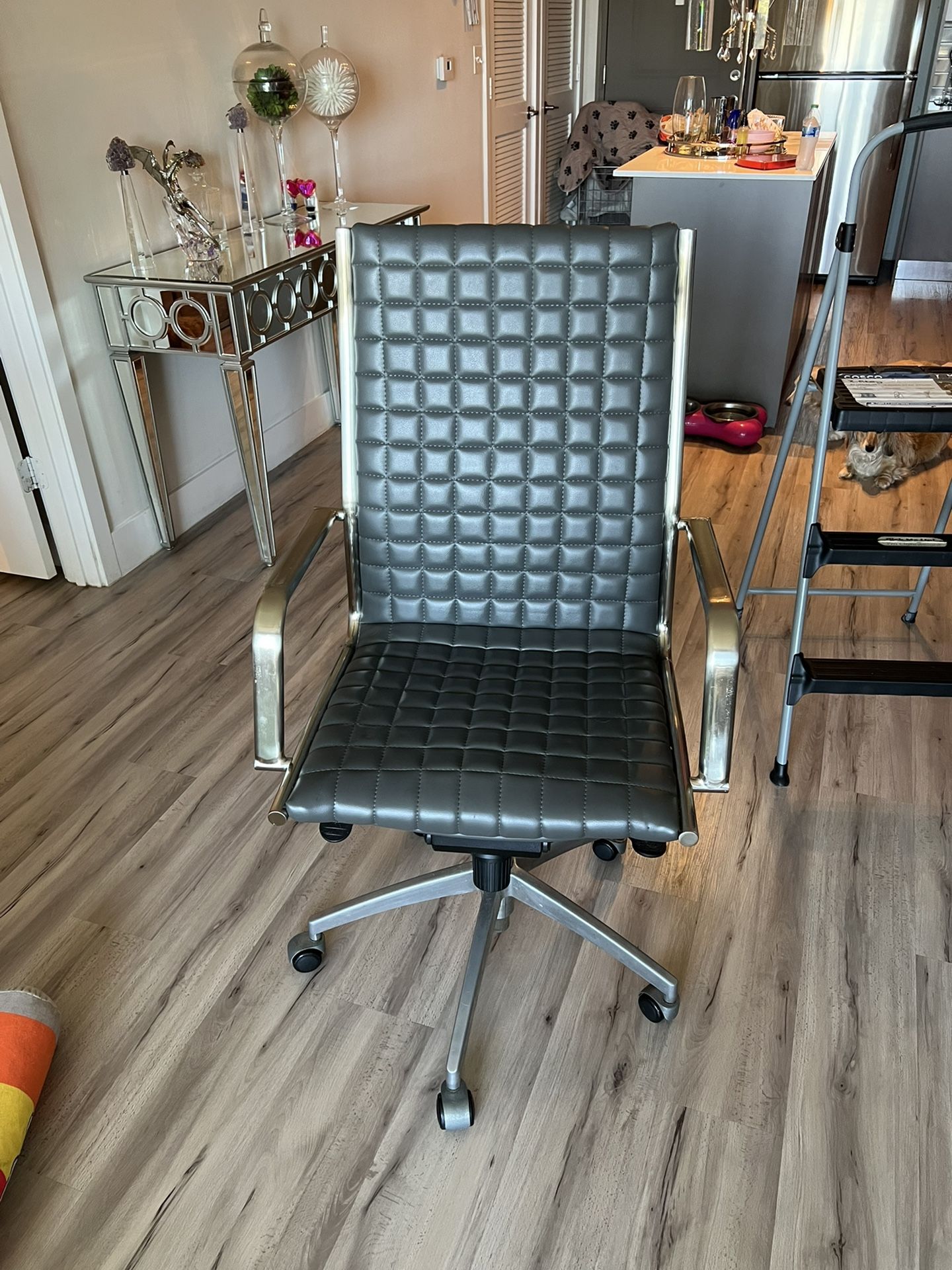 Z Gallerie Leather Desk Chair Grey