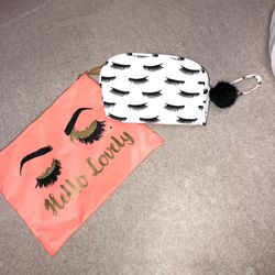 Bundle Of 2 Eyelash Cosmetic Bags 11”x8.5” And 8”x5”x2”