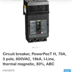 Molded Case Circuit Breaker 600V 70A