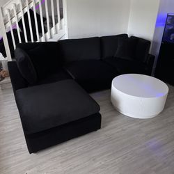 New Black Velvet Cloud Couch Sectional
