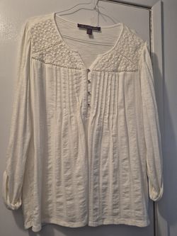 Gloria Vanderbilt White Long Sleeve Blouse