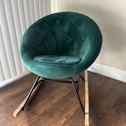 Volans Mid Century Modern Round Back Velvet Tufted Upholstered Rocking Chair Padded Seat for Living Room Bedroom, Dark Green