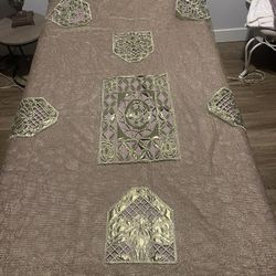 Luxurious Vintage Gold, Lace, Rectangular Tablecloth, Beautiful Design For Holiday Tables