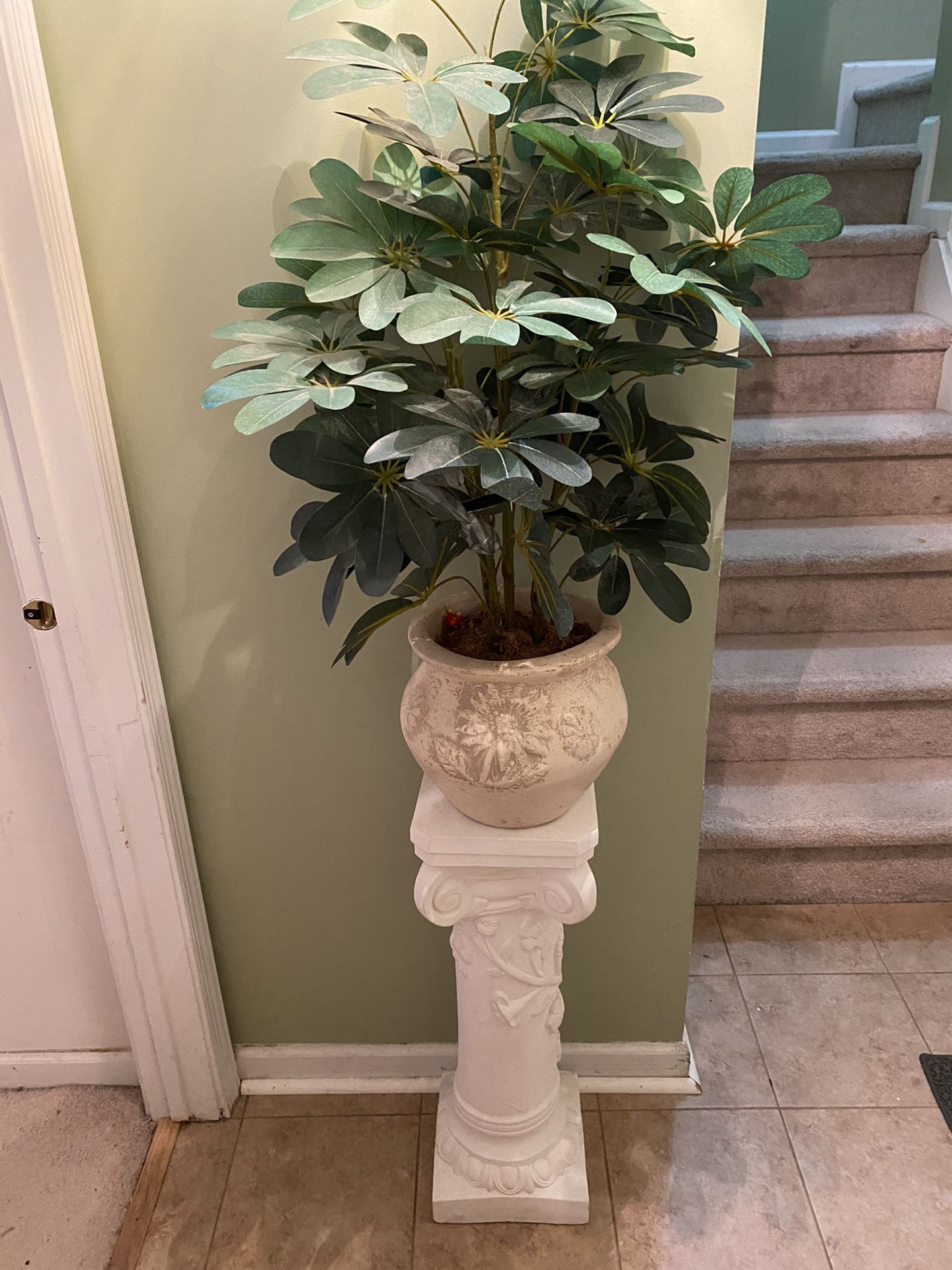 $10 Like New Ceramic Plant Pedestal and Plant
