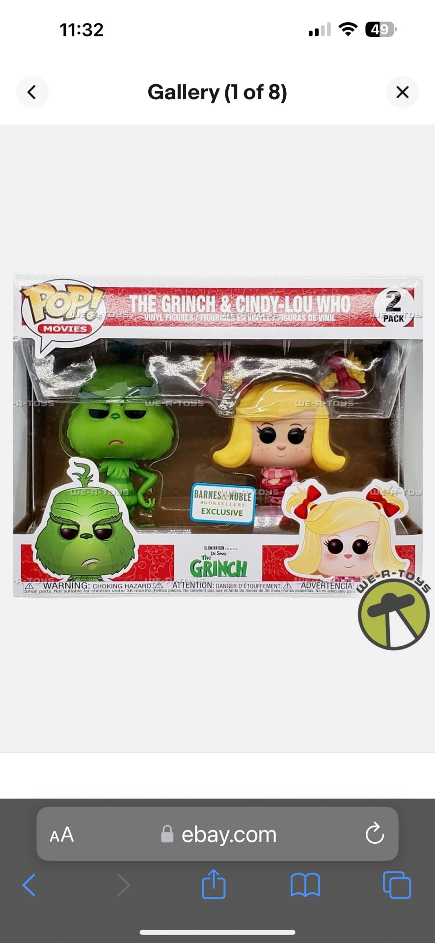 Funko POP Movies The Grinch 2PK Grinch and Cindy-Lou Who Figures