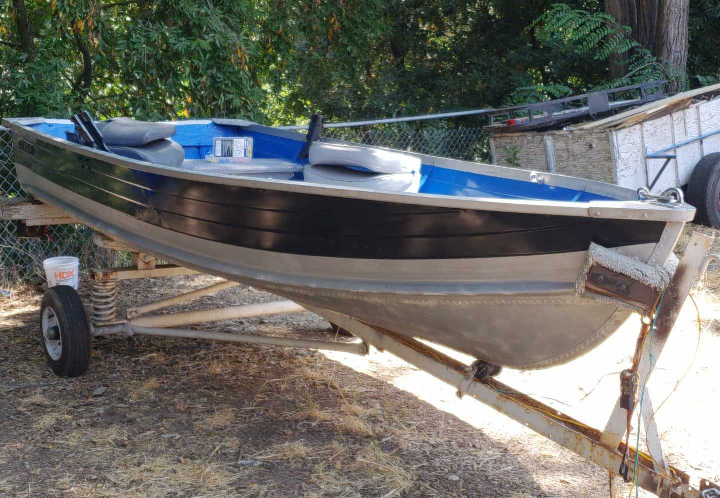 12ft aluminum boat with 20 and a 9.5 and 1 trolling