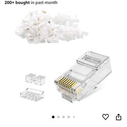 CableCreation RJ45 Connectors, Cat 6A RJ45 Modular Plug (Three-Piece Suit), UTP Network Connector for Solid Wire and Standard Cable, Transparent, 100 