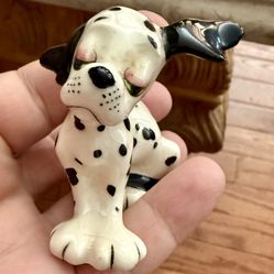 Dalmatian Puppy Dog Figurine 1950s Black White Japan Decor Ornament Vintage