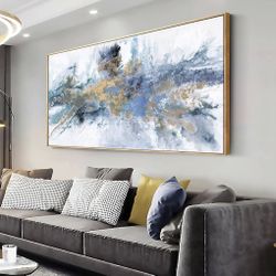 **Brand New**  60"L x 30"W Framed Navy Blue Canvas Wall Art. 
