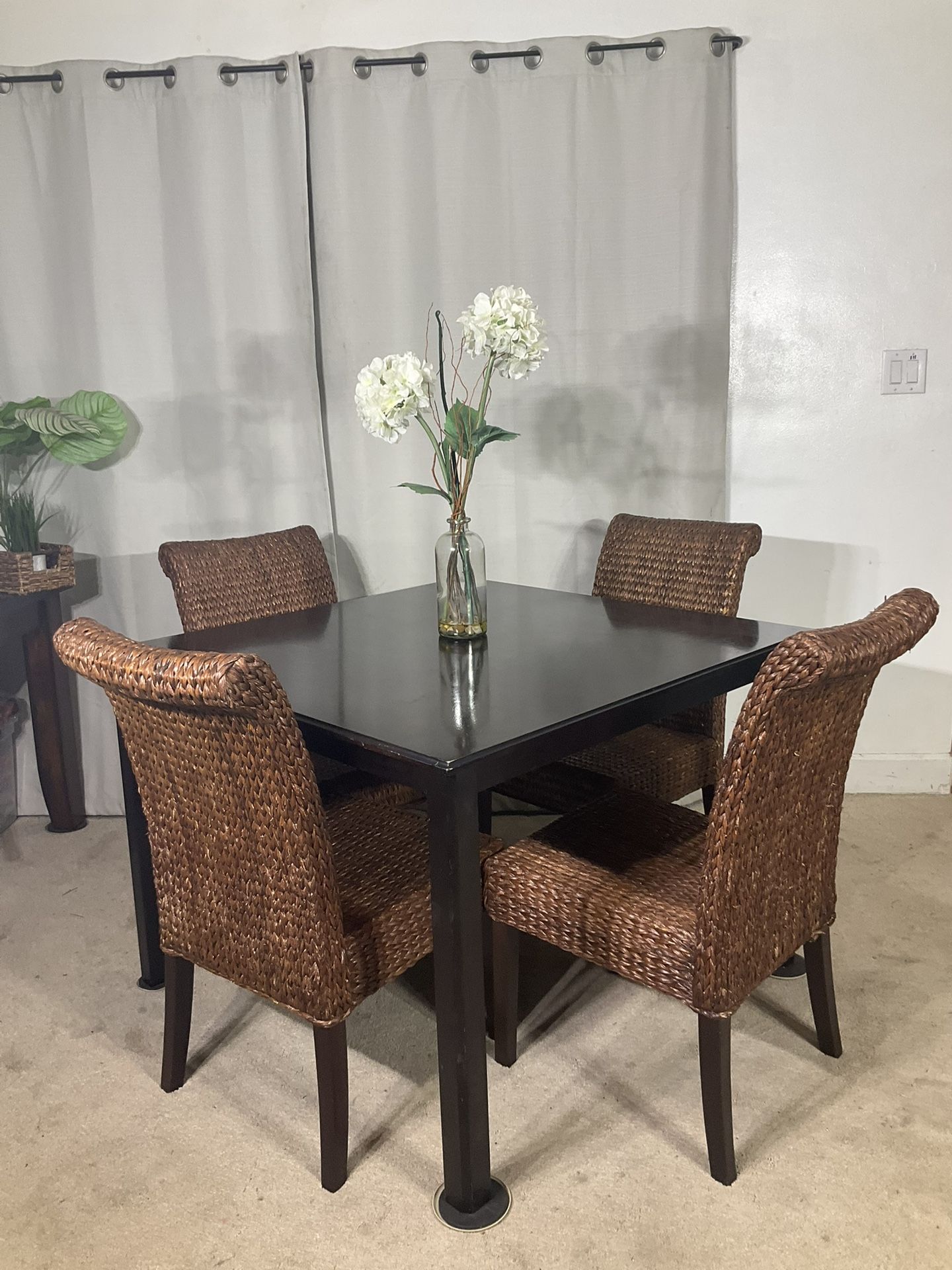 Gorgeous BOHO Dining Table With 4 Rattan Chairs from Pier 1 Imports 