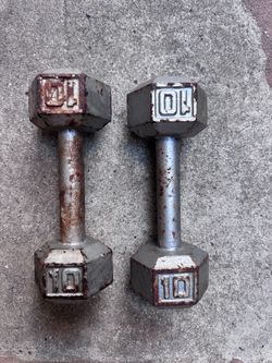 10 lb Cast Iron Hex Dumbbells Pair
