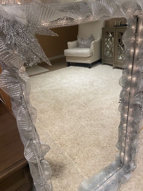 Hollywood Glam Silver Crystal Sparkle Vanity Mirror With Lighting