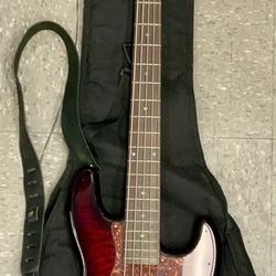 Schecter Diamond Series 5 String Bass Electri Guitar Red Burst EMG Pickups Musical Instrument Music Audio Studio Sound Live Performance