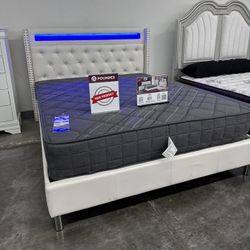 NEW QUEEN BED WITH MATTRESS