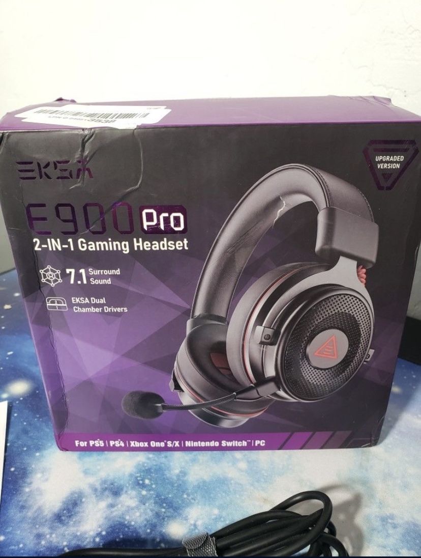 New EKSA E900 Pro USB Gaming Headset for PC, Computer Headset W/ Detachable Noise Cancelling Mic, 7.1 Surround Sound, 50MM Driver, Headphones W/ Micro