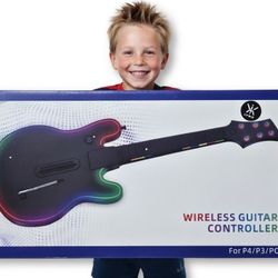 Wireless Guitar Controller for PS4 PS3 PC RGB Lights w/ Strap & USB-C Cable