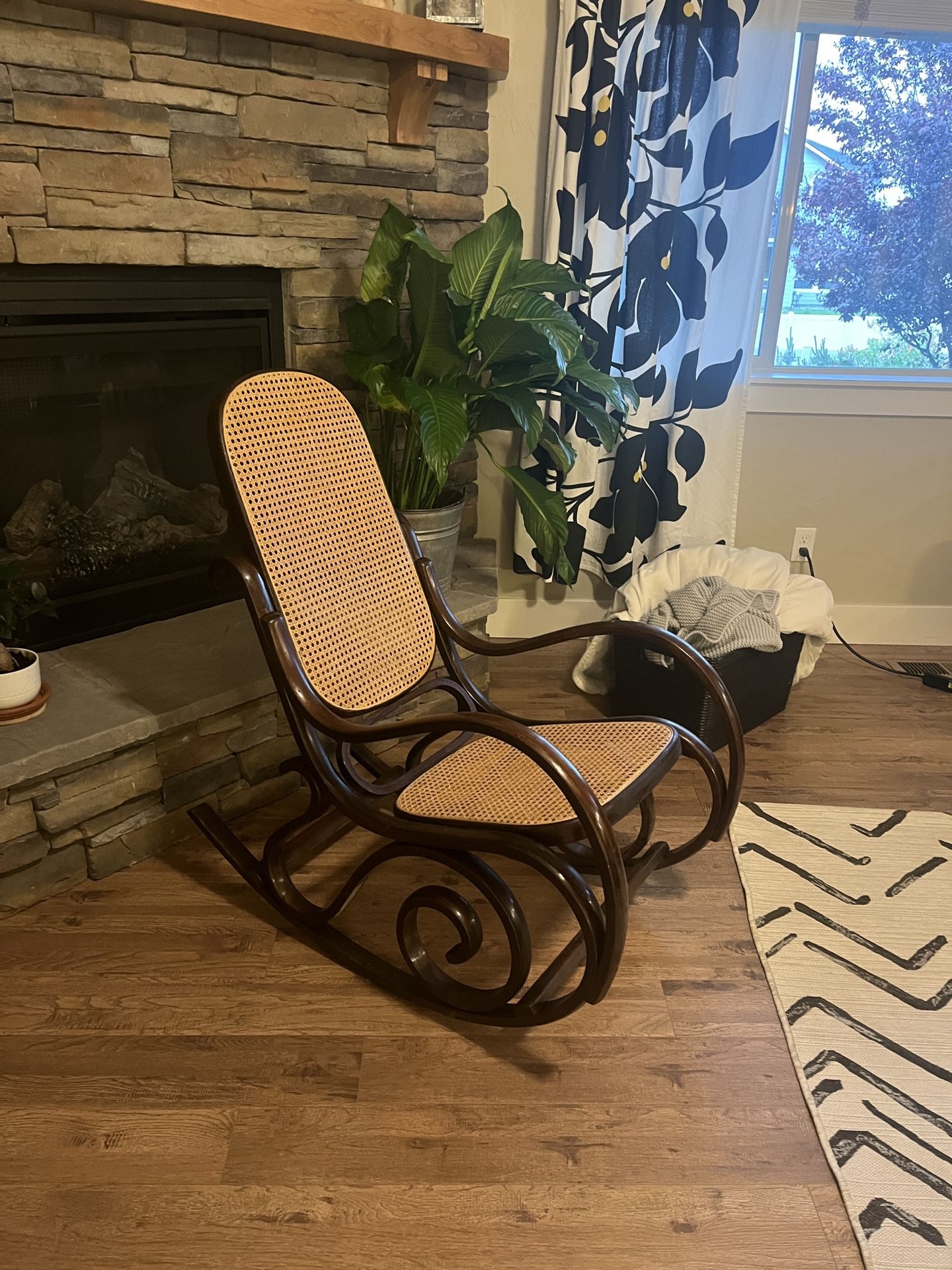 Vintage Rattan Wood Rocking Chair