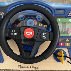 Melissa & Doug Interactive Wooden Dashboard Steering Wheel