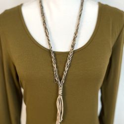 LOFT Long Braided Chain and Twine Necklace