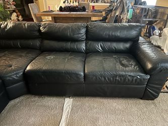 Black leather sectional