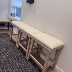 3 Real Wood Barstools 