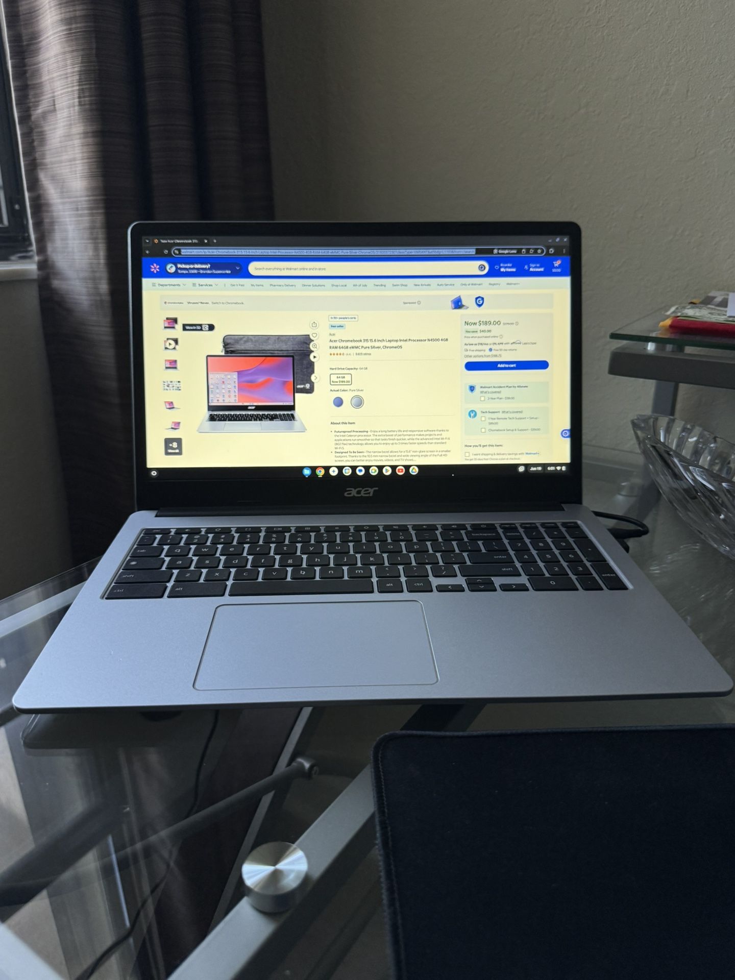 Acer Chromebook 315 15.6 inch Laptop Intel Processor N4500 4GB RAM 64GB eMMC Pure Silver, ChromeOS