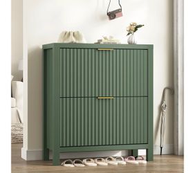 Green Fluted Shoe Storage Cabinet