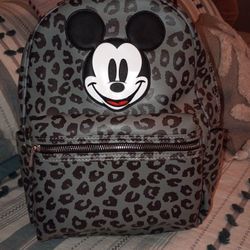 Disney Store  Mickey Grey Scale Animal Print Backpack 