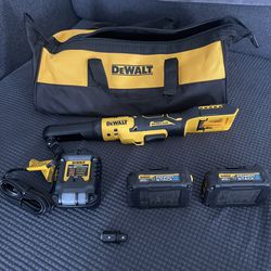DEWALT 20-Volt Maximum Lithium-Ion 3/8 in. and 1/2 in. Cordless Ratchet Kit with Two 1.7 Ah Batteries , Charger and Bag