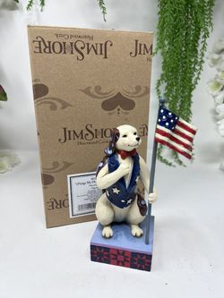 J6 Jim Shore Heartwood Creek – “I Pledge My Heart” Patriotic Dog Figurine – 6.5” – With Box