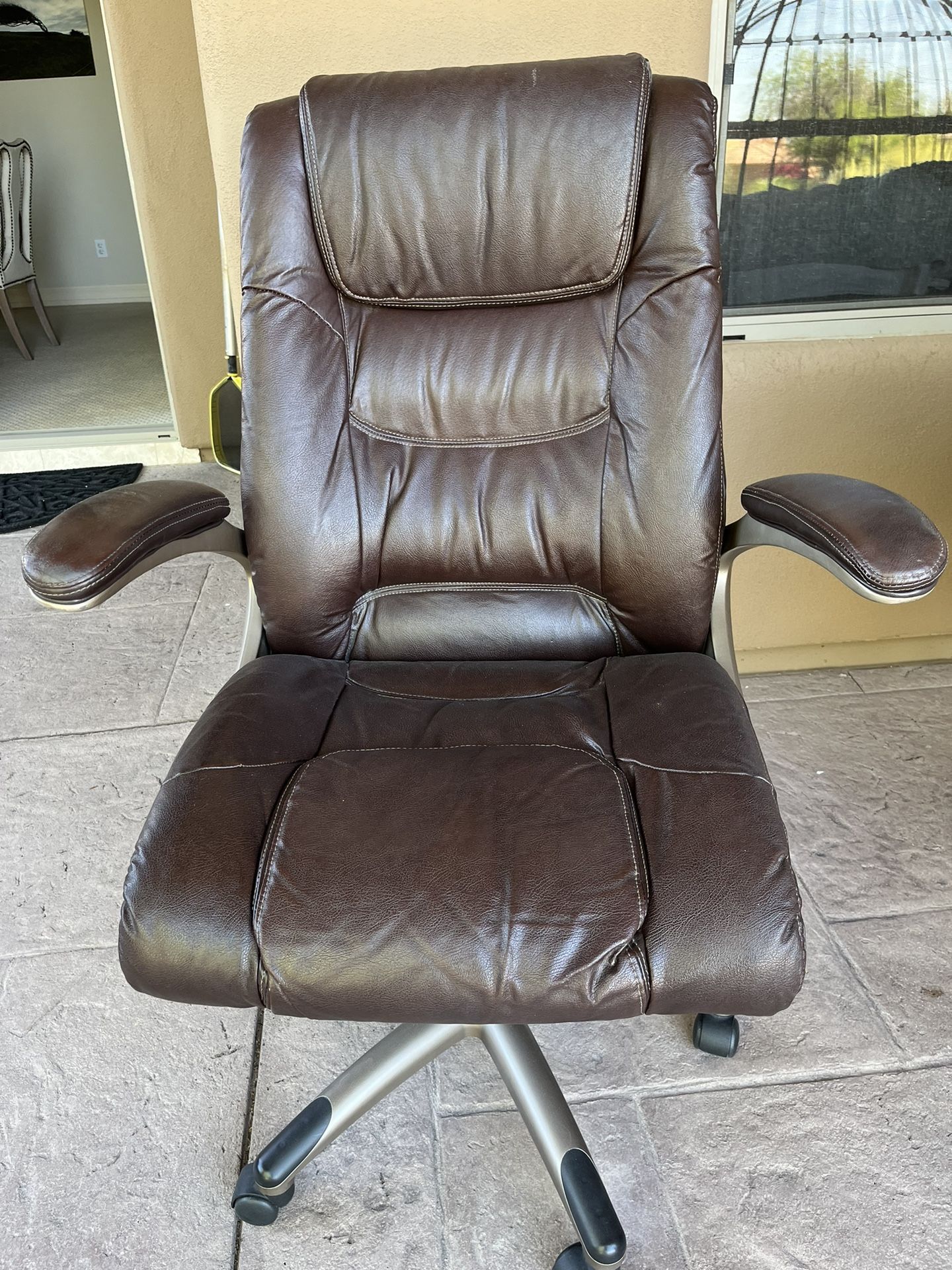 Aviso Executive Office Leather Desk Chair - Dark Brown