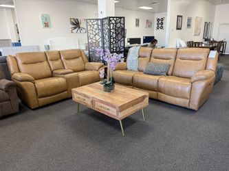 Top Grain Leather Power Reclining Sofa And Love Seat 