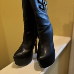 SEXY Black Platform Stiletto Ankle Boots Buckle Booties High Heel Goth Clubwear