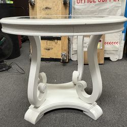 Vintage Oval Wood And Glass Table